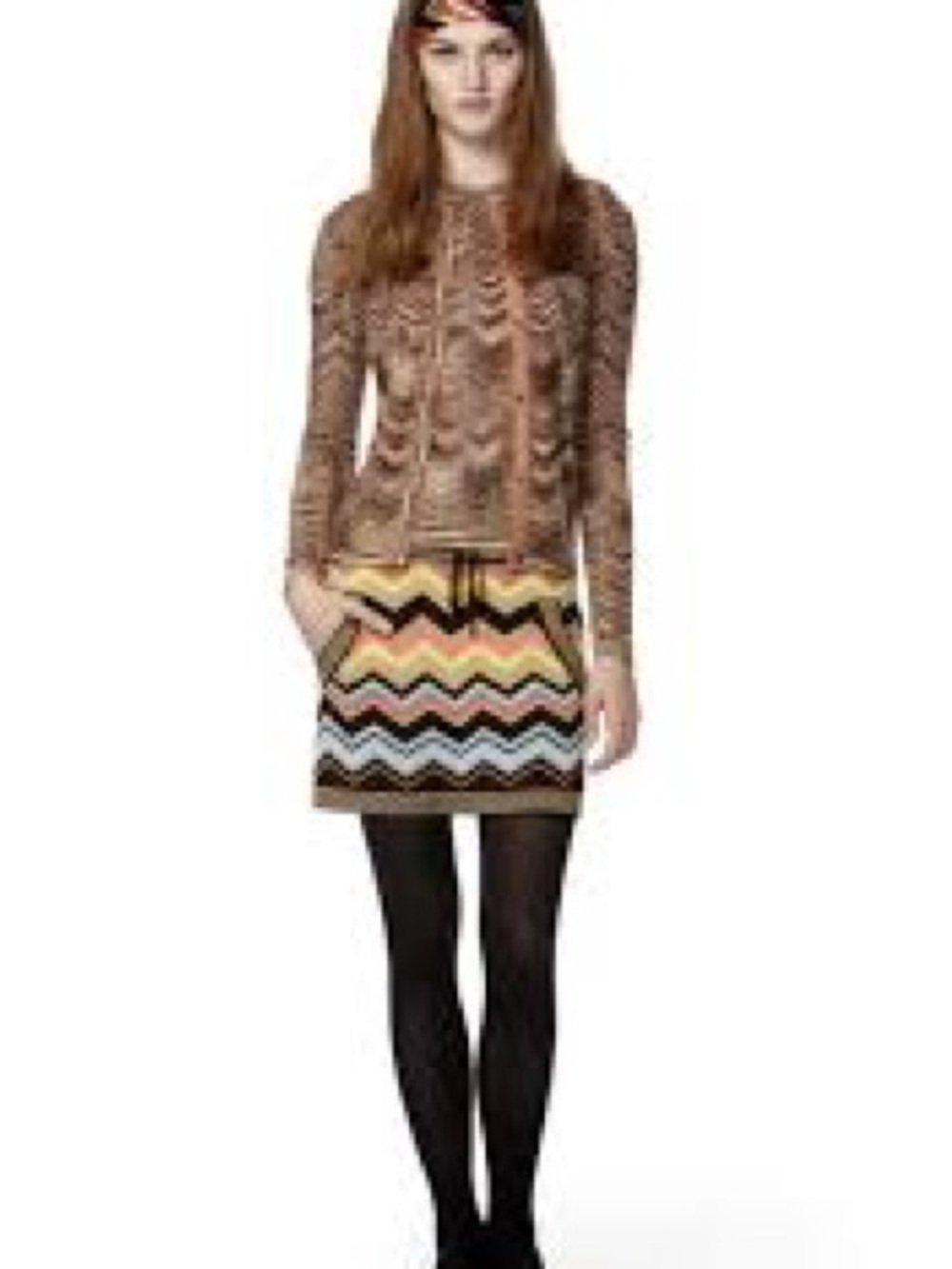 Missoni Multi-Tone Chevron Knit Cardigan in Brown Tones